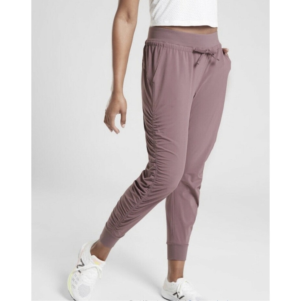 Athleta Attitude Pants Women's 4 Volcanic Violet Drawstring Ruched Gym Training